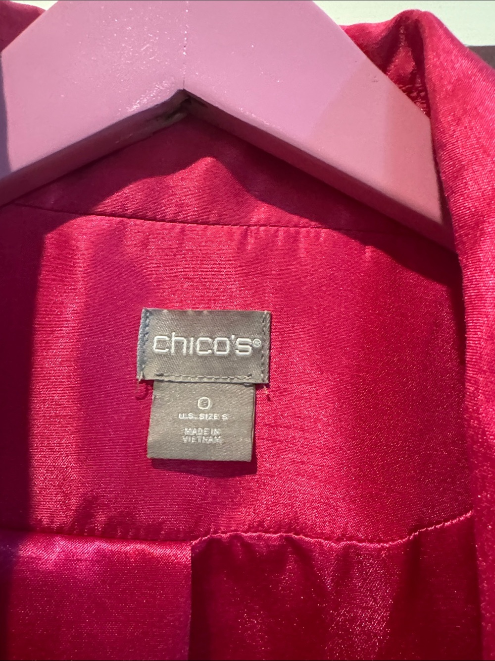 Chico's Shiny Fuchsia Open-Front Jacket - Picture 2 of 5